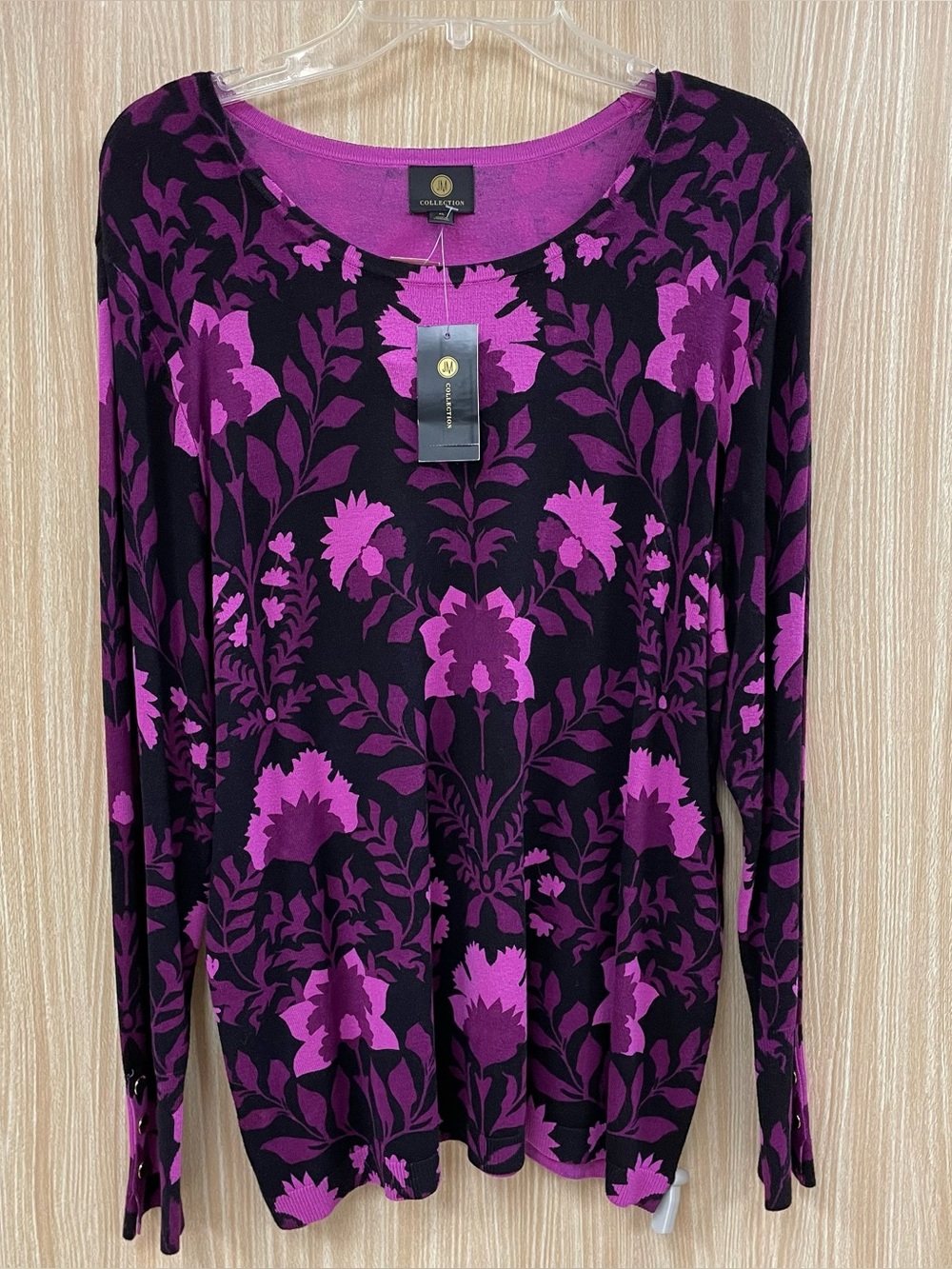 JM collection purple print sweater size XL NEW
